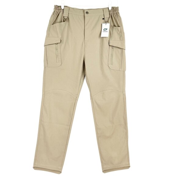 Flexcamo Tactical Series Men's Stretch Elastic Waist Beige Cargo Pants XL-32 NWT - Picture 1 of 12